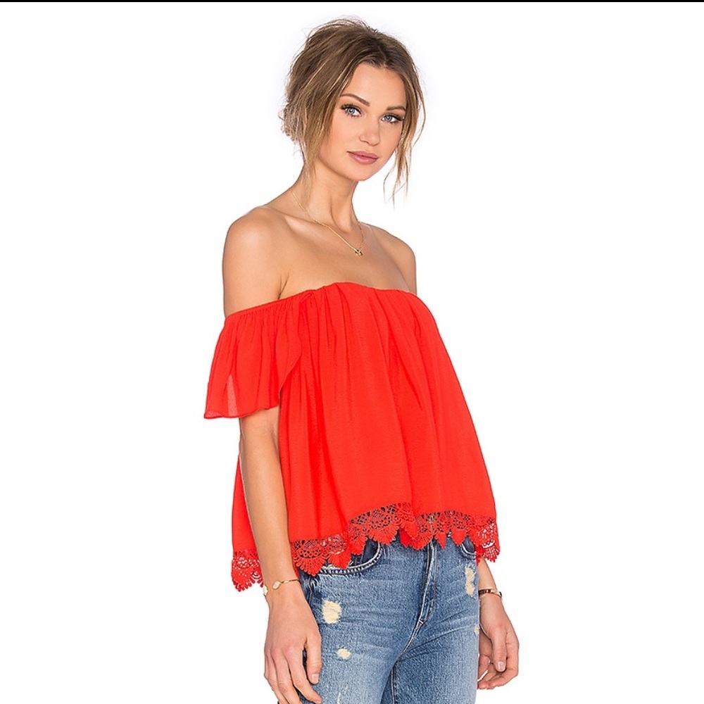 Lovers + Friends Red Off-Shoulder Blouse - Picture 3 of 7